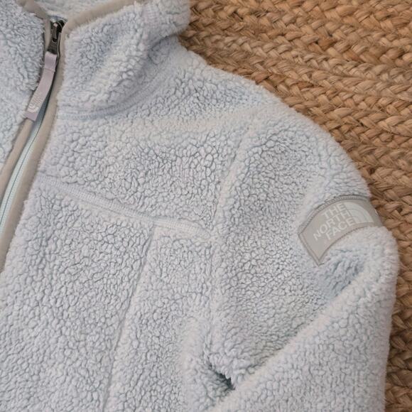The North Face Jacket Girl's Size 10-12 Light Blue Fleece Full Zip - Picture 3 of 7